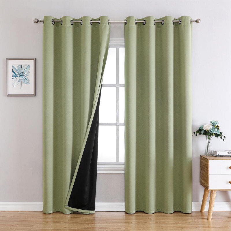 Orantes Solid Polyester 100% Blackout Curtains & Drapes Pair For Bedroom Living Room 63 84 95 Inches Long Grommet Curtains Thermal Insulated Sunlight Blocking Noise Reducing