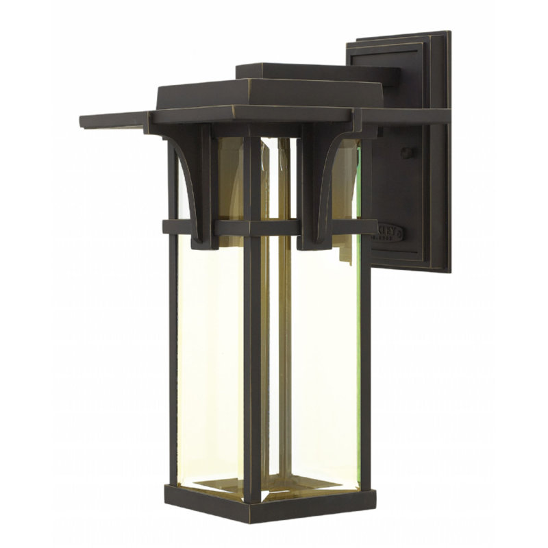 Lanterne murale d'extérieur à fixation simple Manhattan - Verre biseauté transparent, H 15 po x l 9,25 po x P 10,3 po