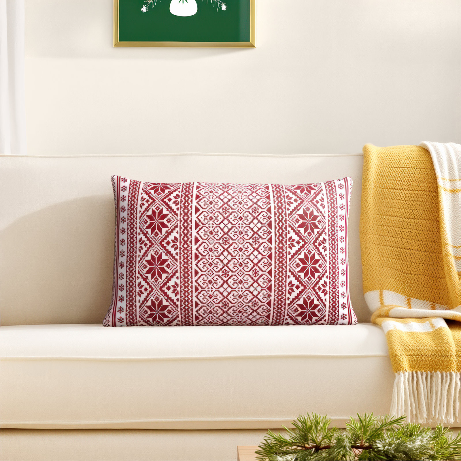 Glenroy Geometric Cotton Lumbar Throw Pillow, Down Blend
