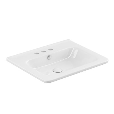 Joy UN 60 Drop-in Bathroom Sink in Glossy White with Three Faucet Holes