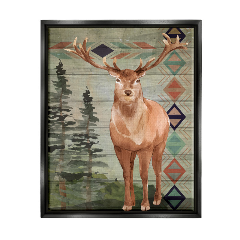 Art mural sur toile flottant, motif géométrique, par Deer Art, Cadre flottant noir de jais, H 21 po x l 17 po x P 1,7 po