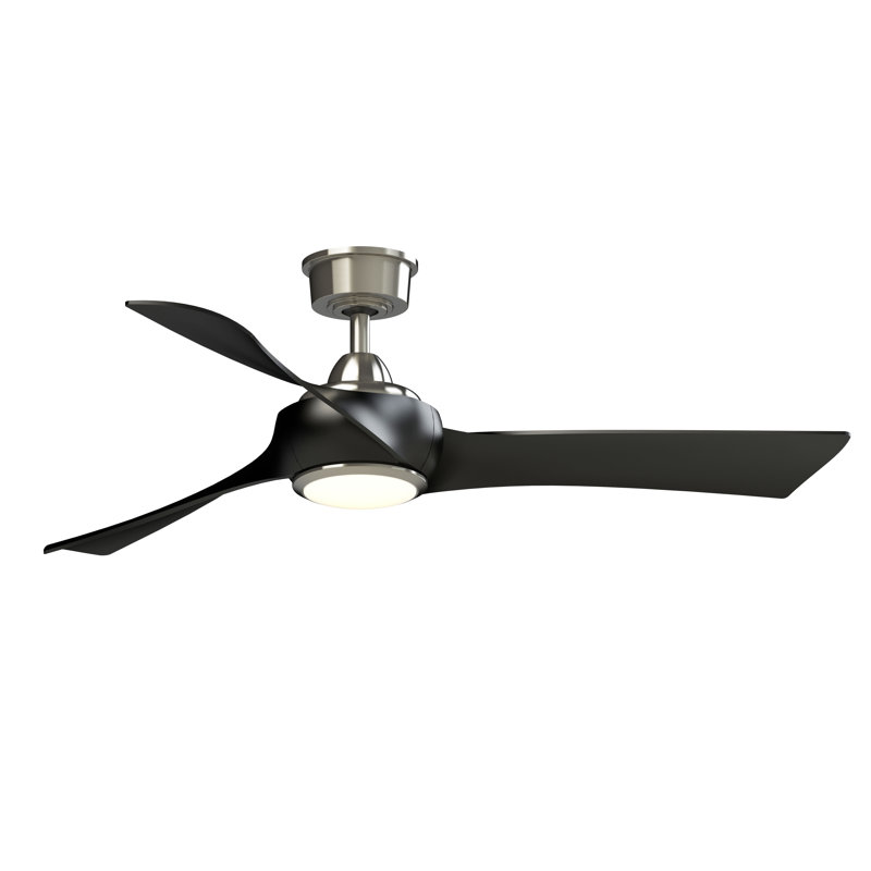 Wrap Custom 52 inch Indoor/Outdoor Ceiling Fan with LED CCT Select Light Kit - Brushed Nickel with Black blades