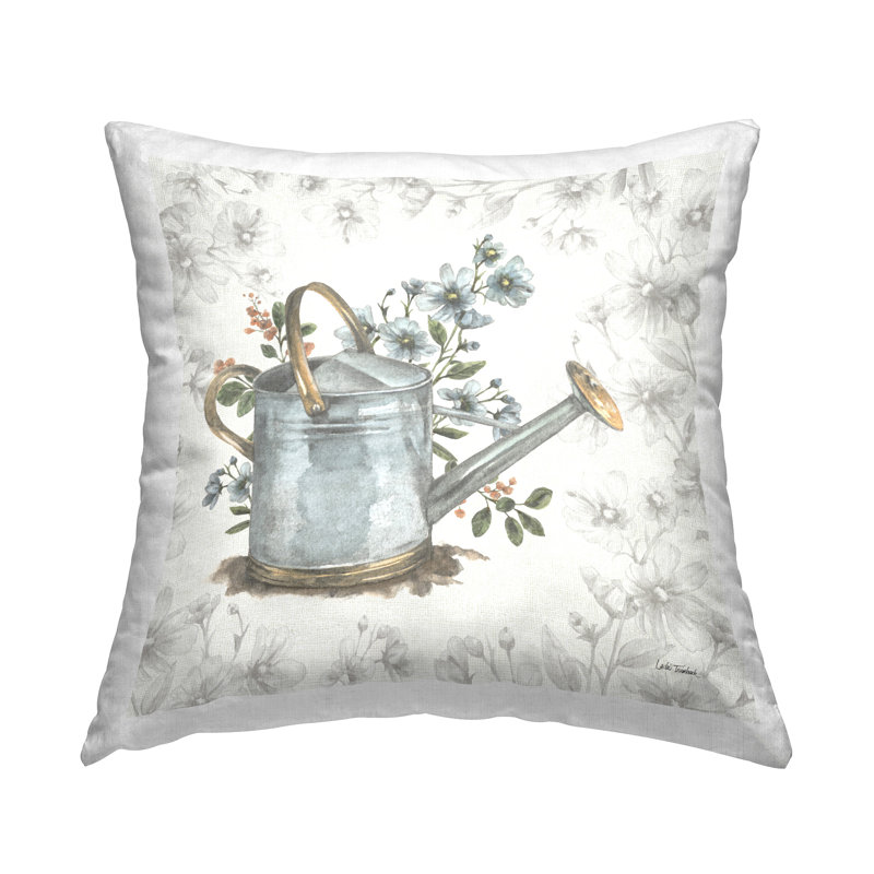 Coussin décoratif à motif d'arrosoir floral par Leslie Trimbach
