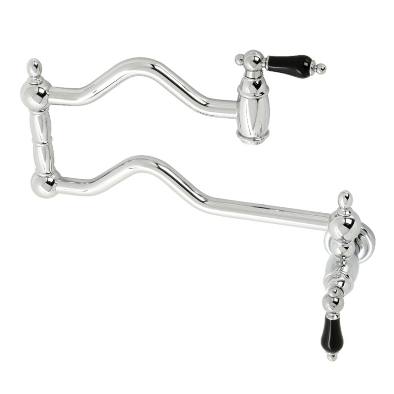 Kingston Brass Duchess Two-Handle 1-Hole Wall Mount Pot Filler Faucet, Polished Chrome