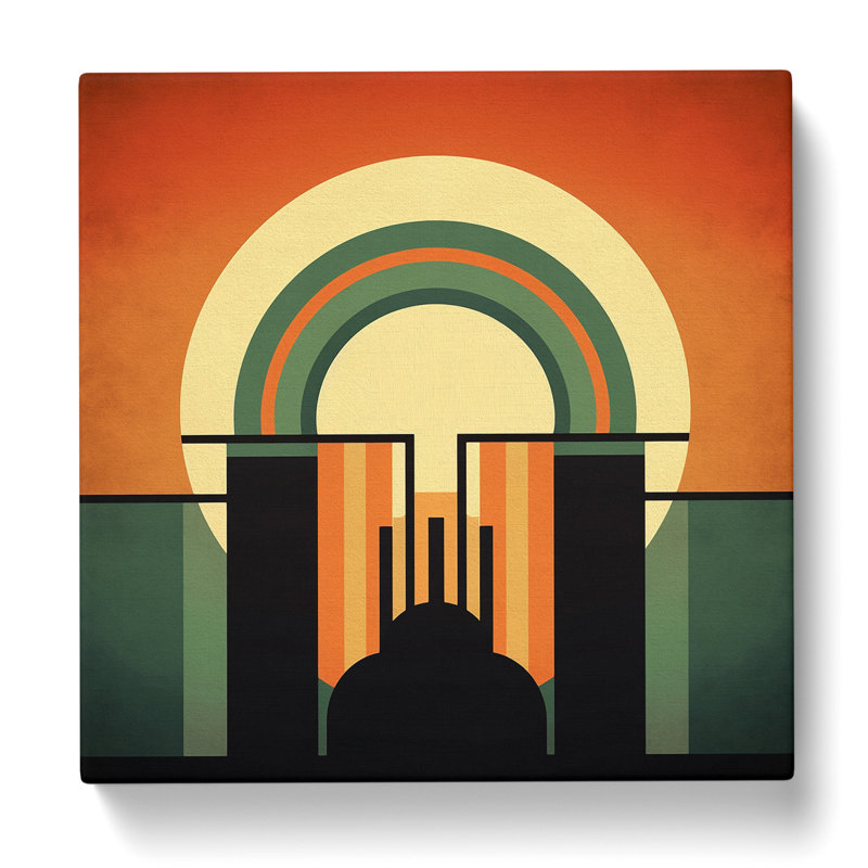 Art Deco Sunset Minimalism No.2 - Print, 35cm H x 35cm W x 3cm D