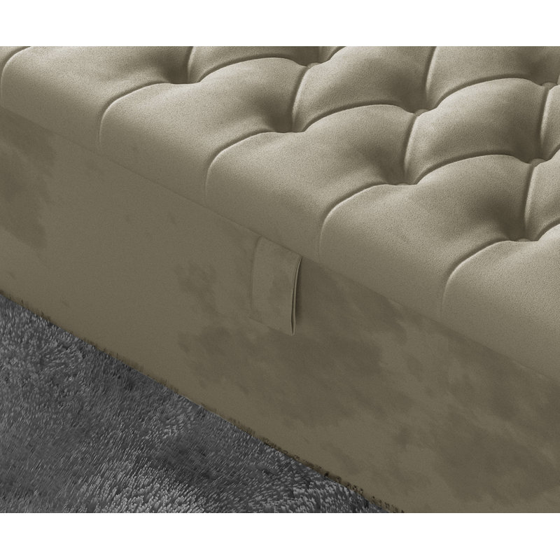 Candace 102cm Wide Tufted Rectangle Storage Ottoman with Hydrolic Arm, Coffee