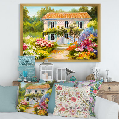 «Little House on the Mountain with Flowers II», peinture sur toile