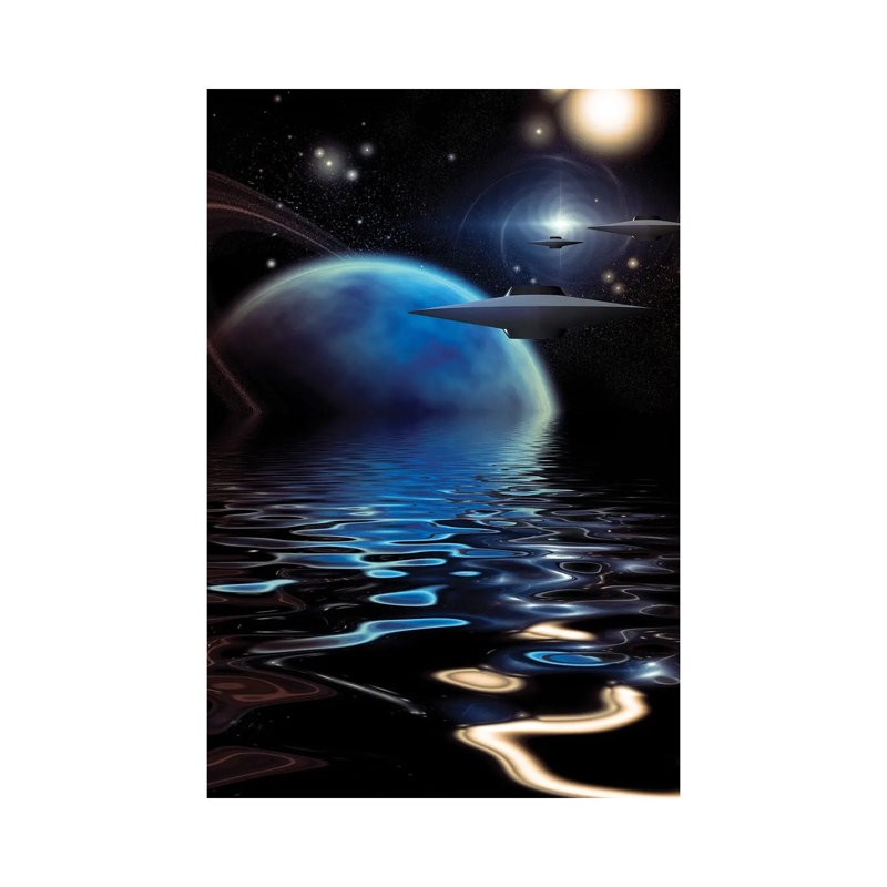 Spacecrafts Over An Alien Sea by Bruce Rolff - Wrapped Canvas Rectangle Print, 20.32 cm H x 30.48 cm W