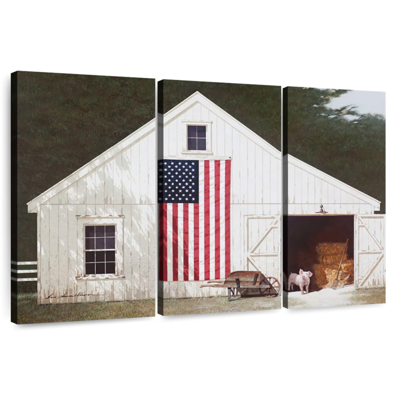 Lilie Barn With Piglet, 32" H x 50" W