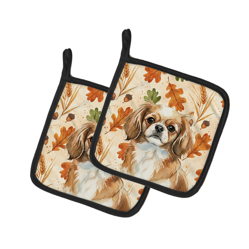 Paire de supports à casseroles Tibetan Spaniel Heirloom Fall
