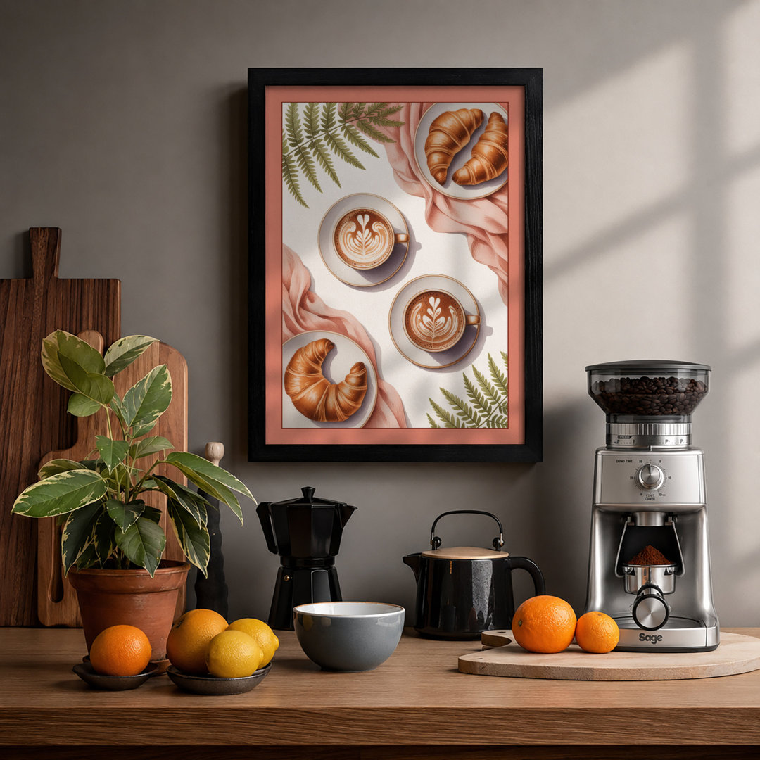 Coffee and Croissants Modern - Framed Print