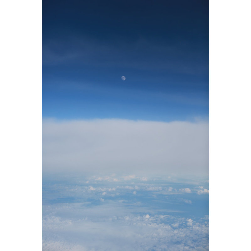 Moon Over Clouds Print by Francis Augustine, Black Framed Paper, White, 72" H x 48" W x 0.8" D