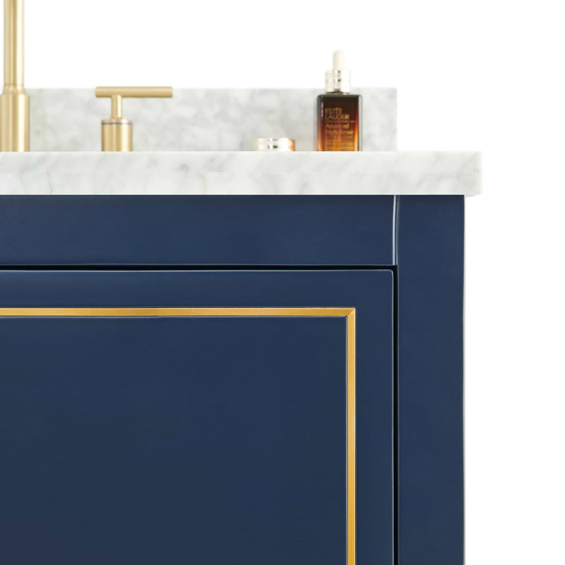 Province 30" Freestanding Standard Single Bathroom Vanity with Top, Navy, Gold