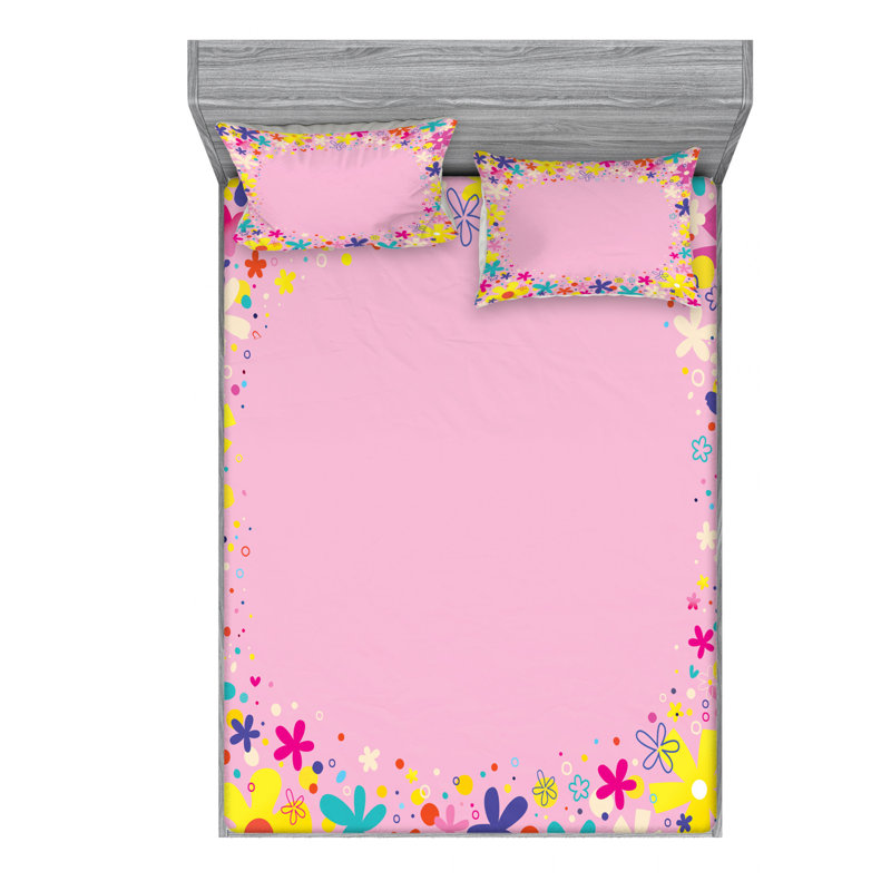 Microfiber Patterned Fitted Sheet, Queen Fitted Sheet with 2 Pillowcases
