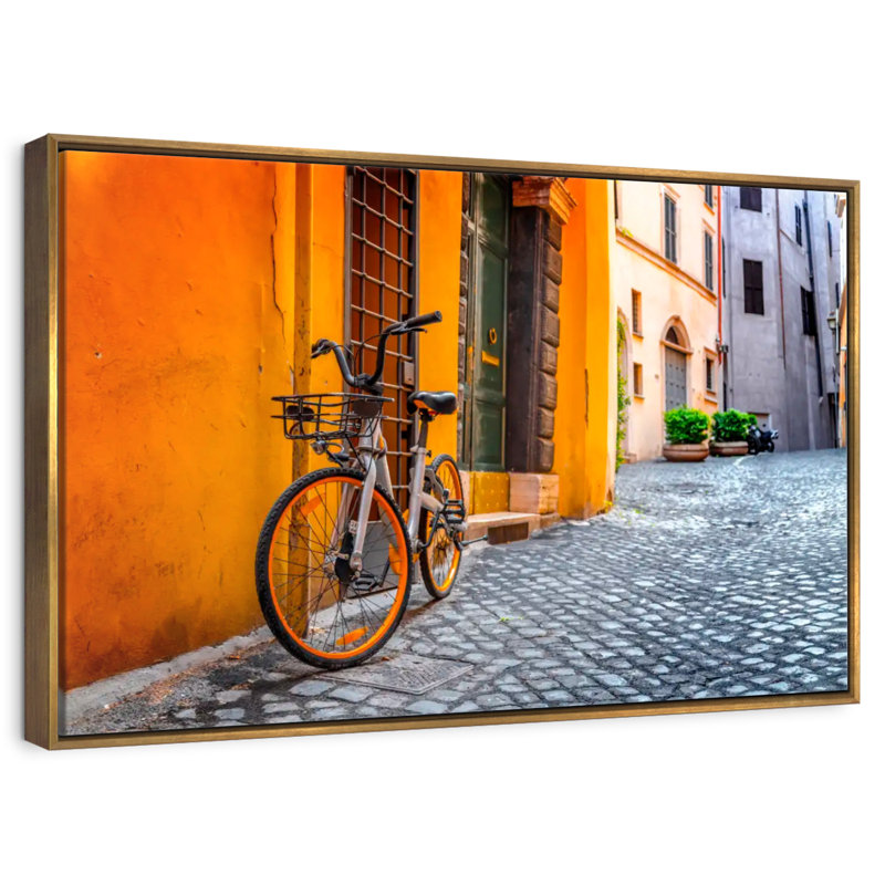 Vélo de rue pittoresque, Cadre flottant doré, 37 po x 25 po