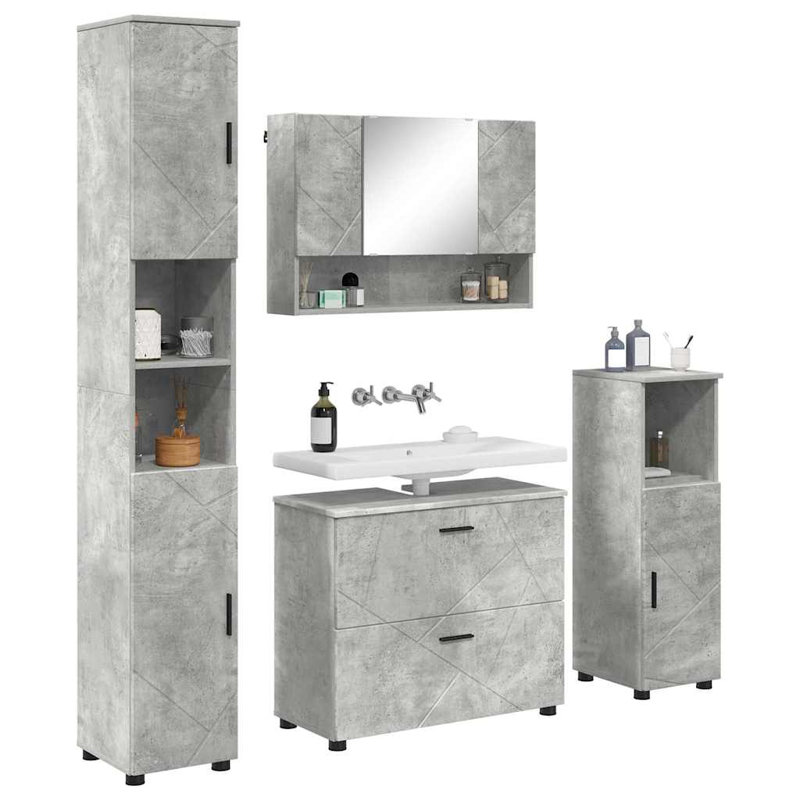 Bathroom Storage Furniture Set, Concrete Grey