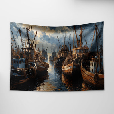 Tapisserie murale "Bateaux de pêche et chalutiers"
