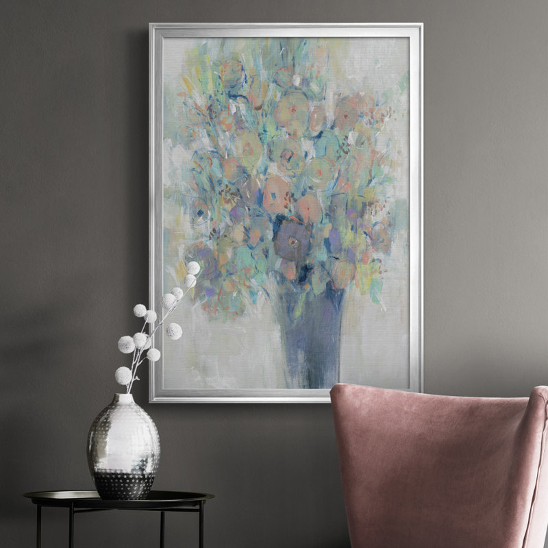 Toile encadrée de qualité supérieure Bouquet II - prête à être accrochée, Cadre argenté, H 36,5 po x l 26,5 po x P 1 po