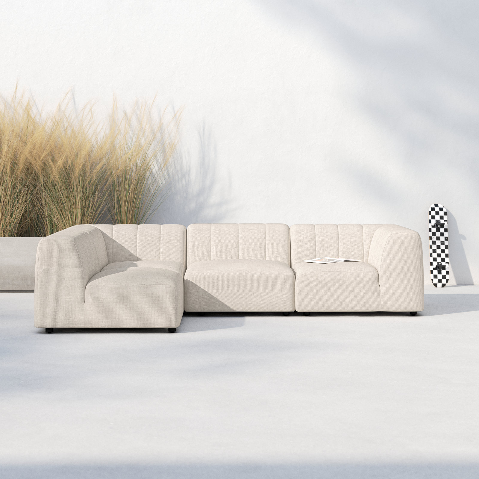 Nedra 121" Patio Sectional, Faye Sand
