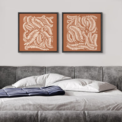"Botanical Leaf Pattern Modern Art Minimalist" 2 pièces