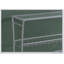 Élégante console étroite avec plateau en verre trempé transparent et structure en métal argenté pour les entrées et les salons modernes