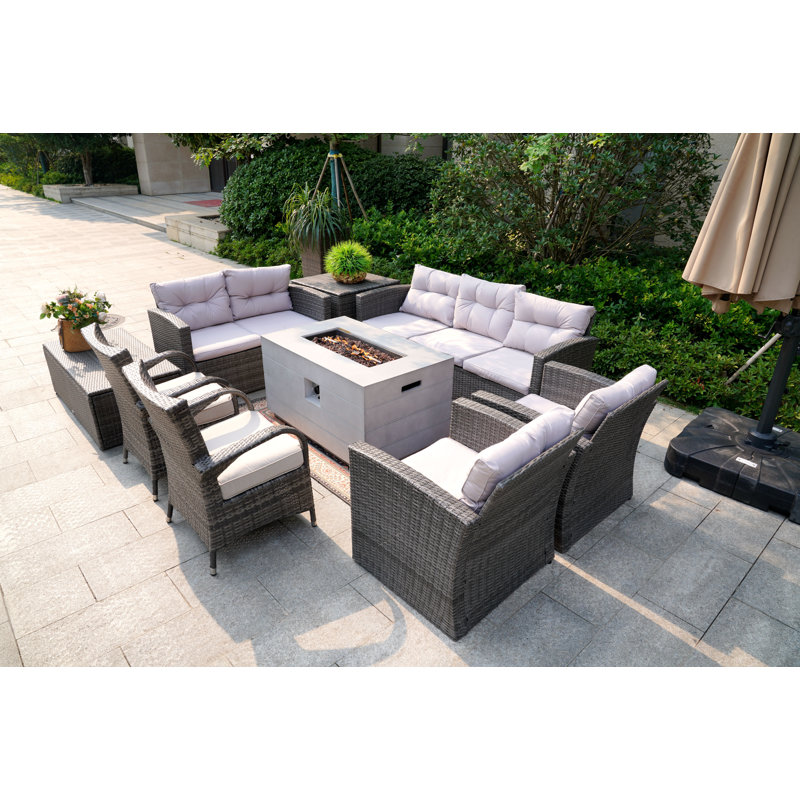 9 - Person Patio Conversation Set with Cushions