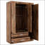 Armoire-penderie à trois portes avec 2 tiroirs et 2 tringles pour un rangement organisé et spacieux