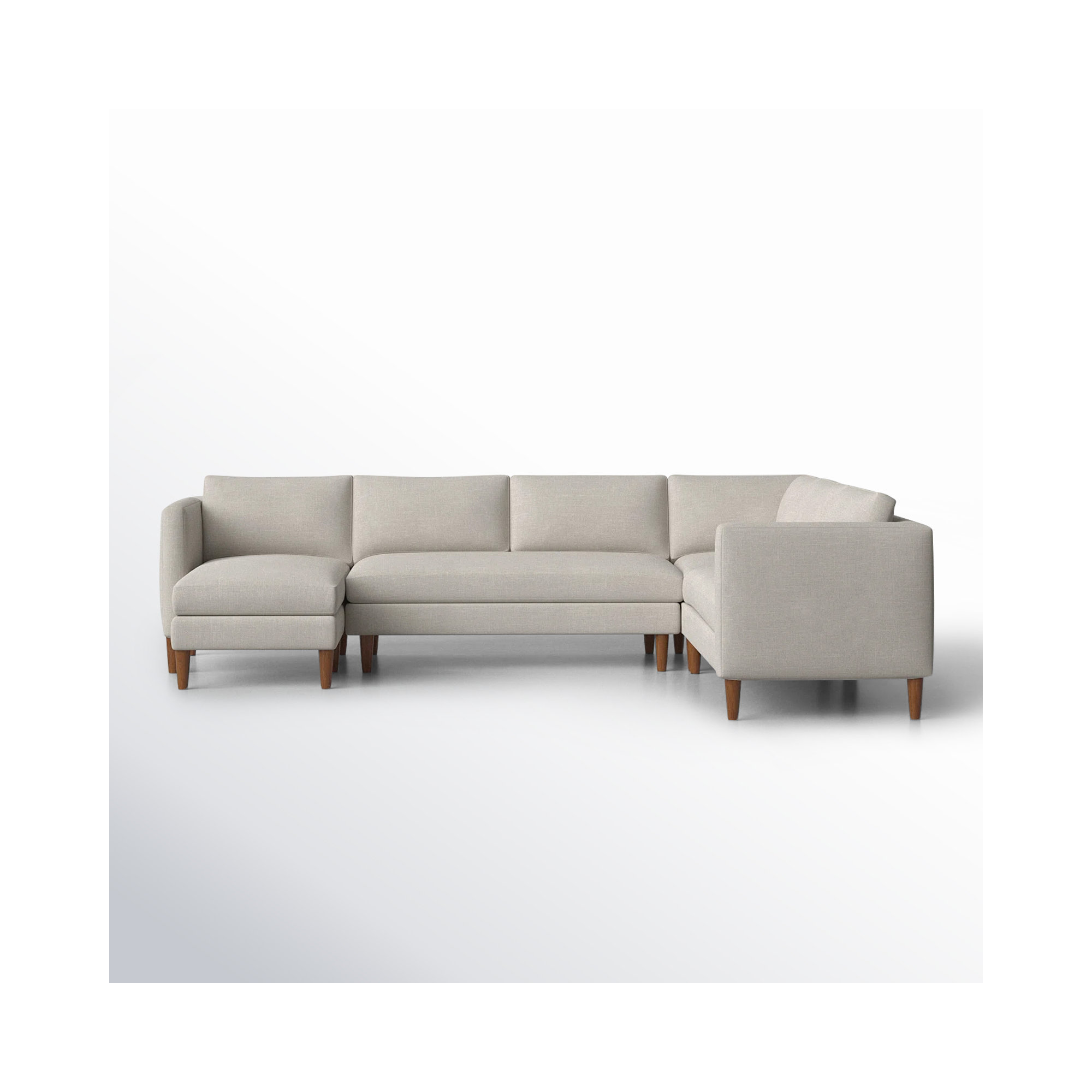 Clifford 4-Piece Upholstered Custom Sectional, Left Hand Facing, Turbo Ash Basketweave