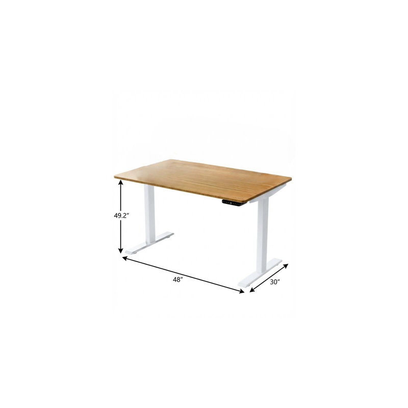 Bureau d'ordinateur 48 po réglable en acier inoxydable brun et blanc