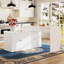 Îlot de cuisine polyvalent avec plateau de table extensible et finition de style marbre