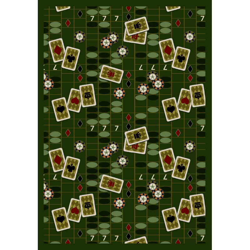 Gaming and Entertainment Feeling Lucky Area Rug, Rectangle 3'10" x 5'4"