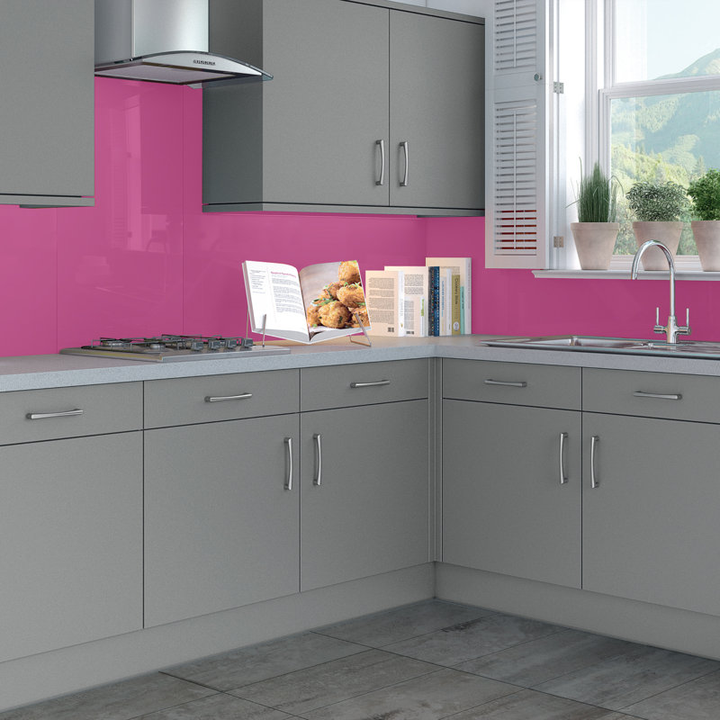 23.6" x 96" Tin Backsplash in Pink