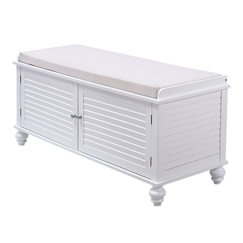 Libbey Linen Upholstered Storage Bench, White