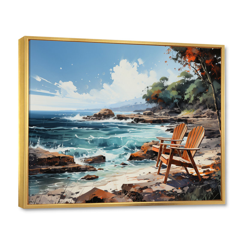 Rocky Beachside III, reproduction d'art sur toile, H 34 po x l 44 po x P 1,5 po, Cadre flottant doré