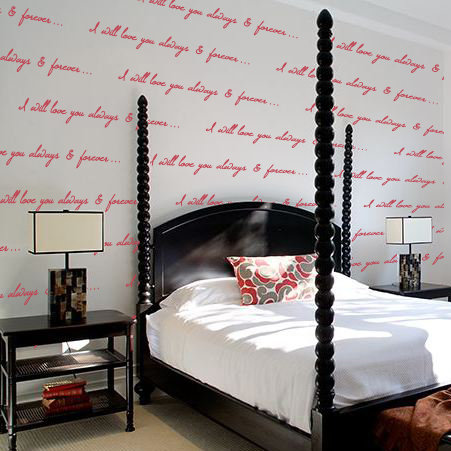 Décalcomanie murale "i love you", H 2,5 po x l 21 po x P 0,01 po, Rouge à lèvres