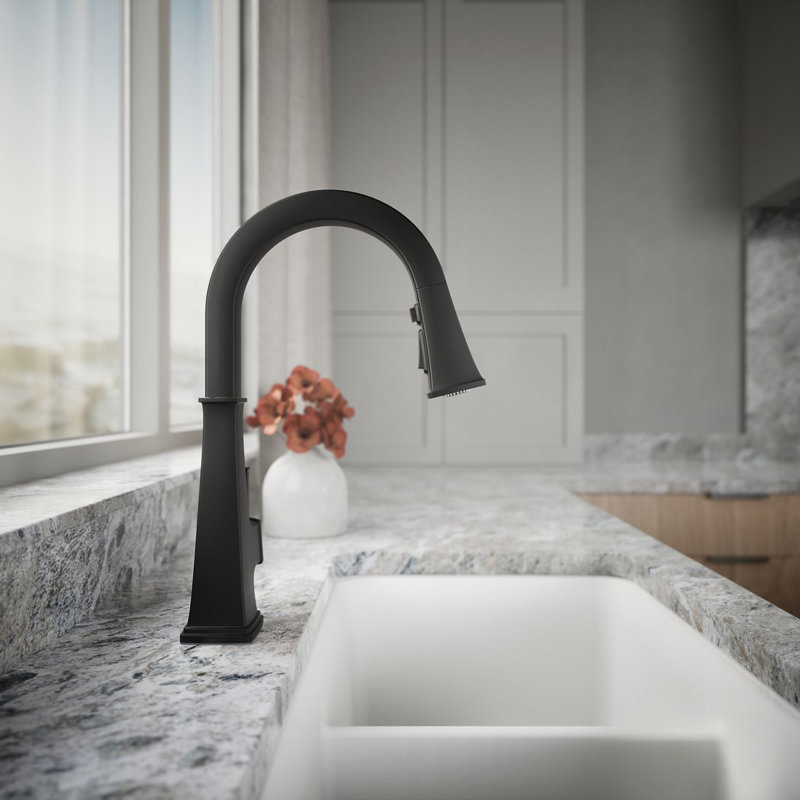 Riff Pull-Down Kitchen Sink Faucet with Three-Function Sprayhead, Single-Handle Kitchen Faucet, Oil-Rubbed Bronze