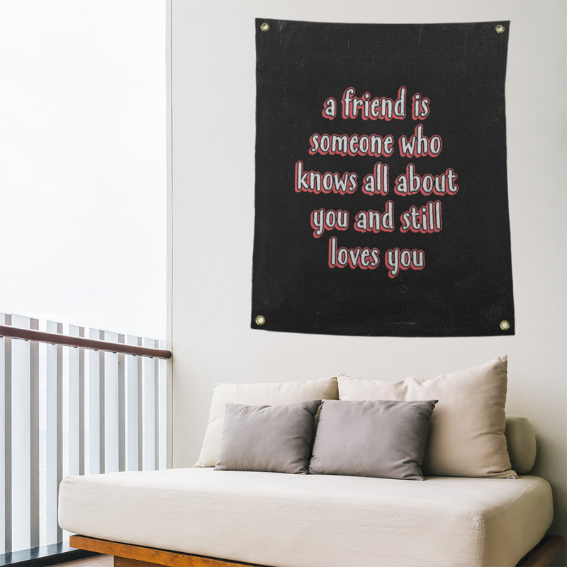 Tapisserie tableau en polyester «Love and Friendship», Rouge, H 59 pi x l 50 po