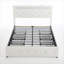 Upholstered Faux Leather Platform Bed, Queen Size Storage Bed with Adjustable Headboard and LED Lighting, white finish