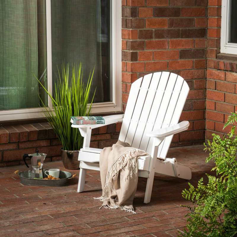 Chaise d'extérieur blanche en bois, pliable et compacte, pliable, style rustique, poids de 30,86 lb, Blanc