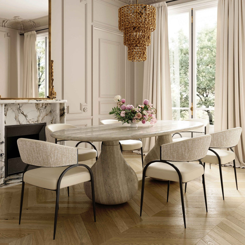 Tatum Cream Vegan Leather 2-Tone Dining Chair, Cream