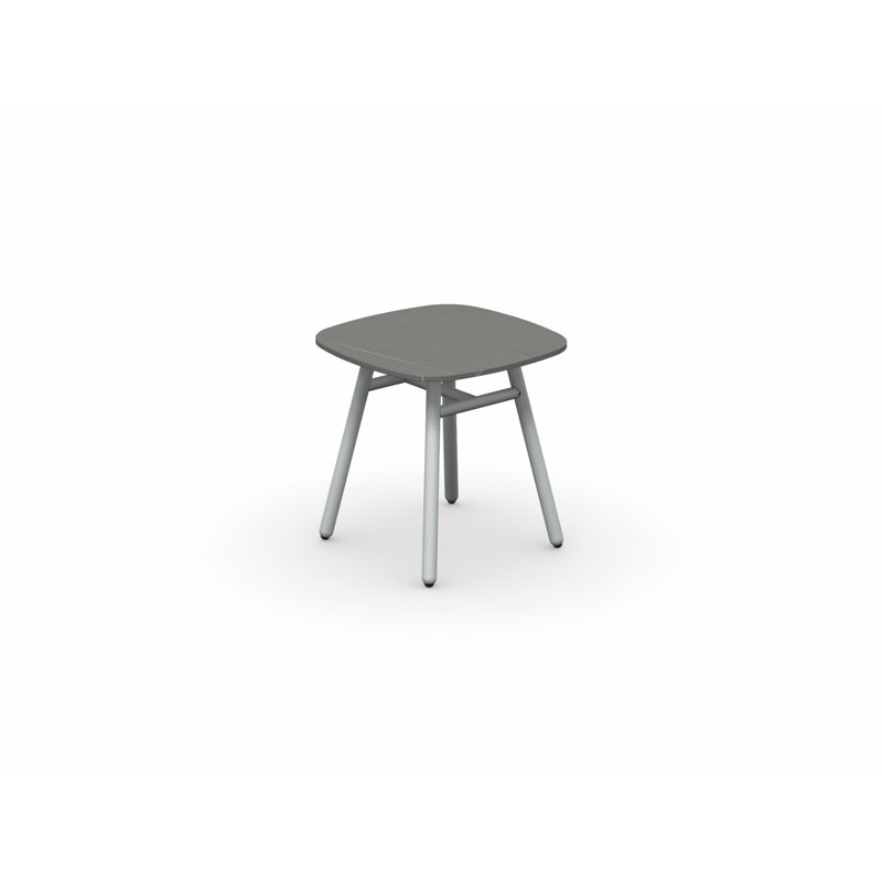 Table basse d'extérieur Yo avec plateau en céramique et structure en aluminium, Vert thym mat, Blanc ardoise