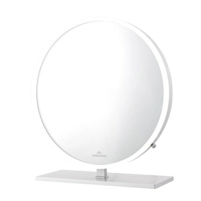 Monarch Plus Hollywood Round Makeup Mirror with Smart LED Lighted Strip Lights and Sturdy Rectangle Base