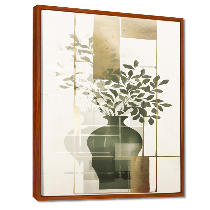 Décoration murale Minimal Botanicals, Toile avec cadre flottant brun, H 32 po x l 24 po x P 1 po
