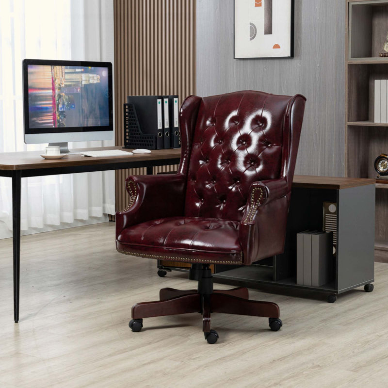 Fauteuil de bureau de direction confortable - Design ergonomique - Siège et dossier rembourrés épais - Fauteuil de bureau en cuir PU avec roulettes à glissement en douceur