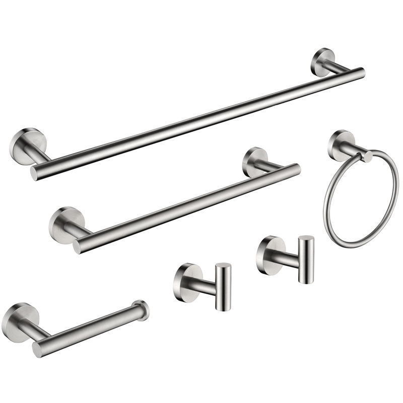 Ensemble de porte-serviettes de salle de bain en acier inoxydable 6 pièces, Nickel poli