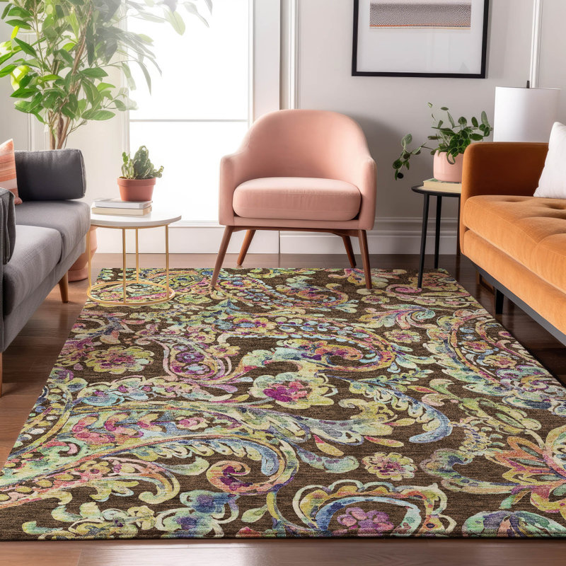 Tapis chocolat Prisco lavable à la machine de qualité supérieure, Rectangle 9 pi x 12 pi
