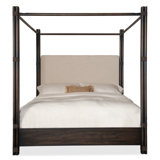 Retreat Pole Rattan Upholstered Poster Bed with Canopy