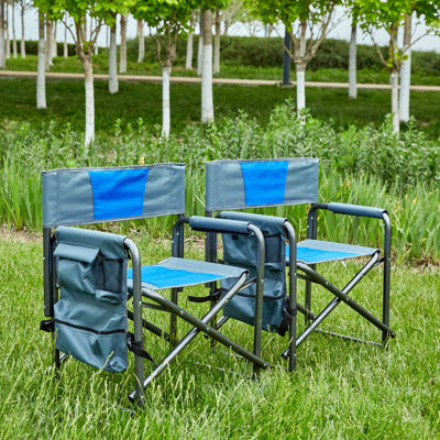 Chaise d'extérieur pliante rembourrée 2 pièces avec poches de rangement, chaise de réalisateur surdimensionnée légère pour le camping intérieur, extérieur, les pique-niques et la pêche