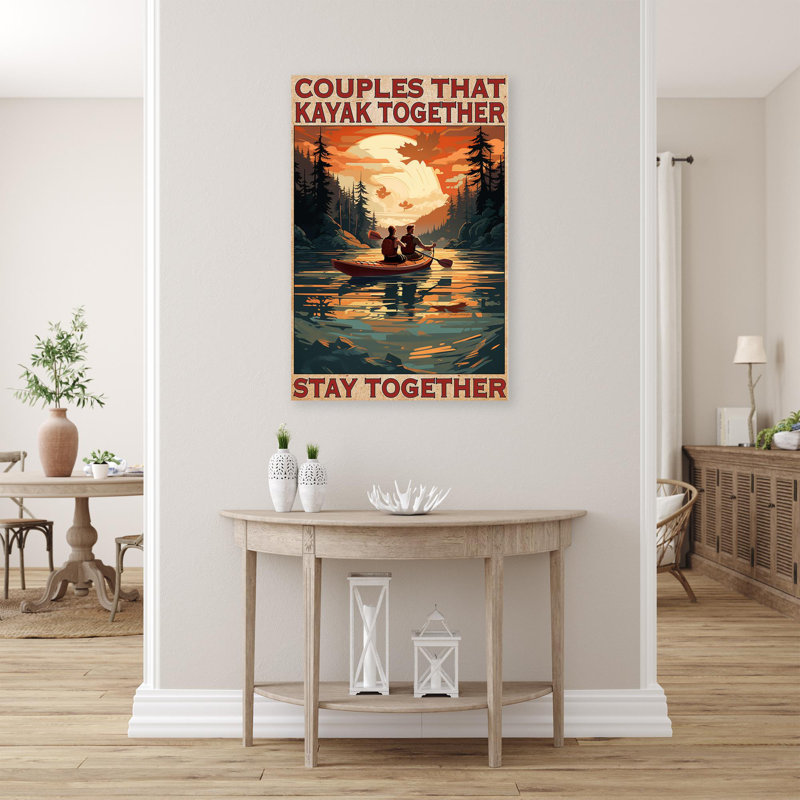 Couples That Kayak Together - 1 pièce Rectangle Gr Couples That Kayak Together sur toile, impression
