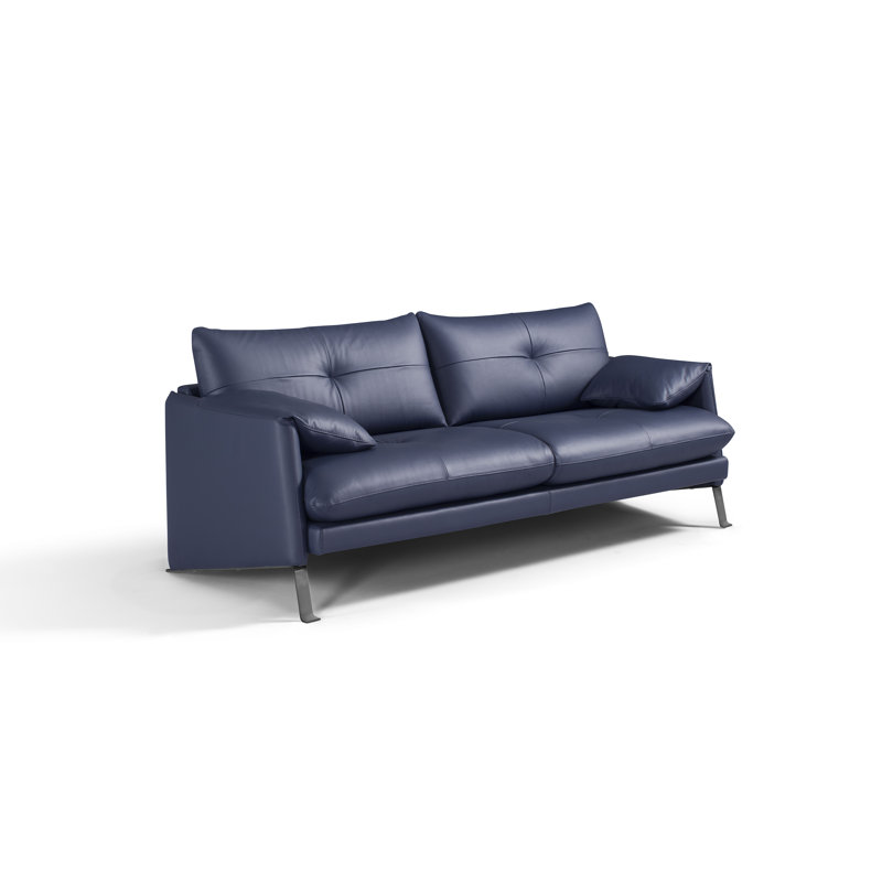 Esponga Upholstered 73'' Loveseat, Blue Prussia Genuine Leather
